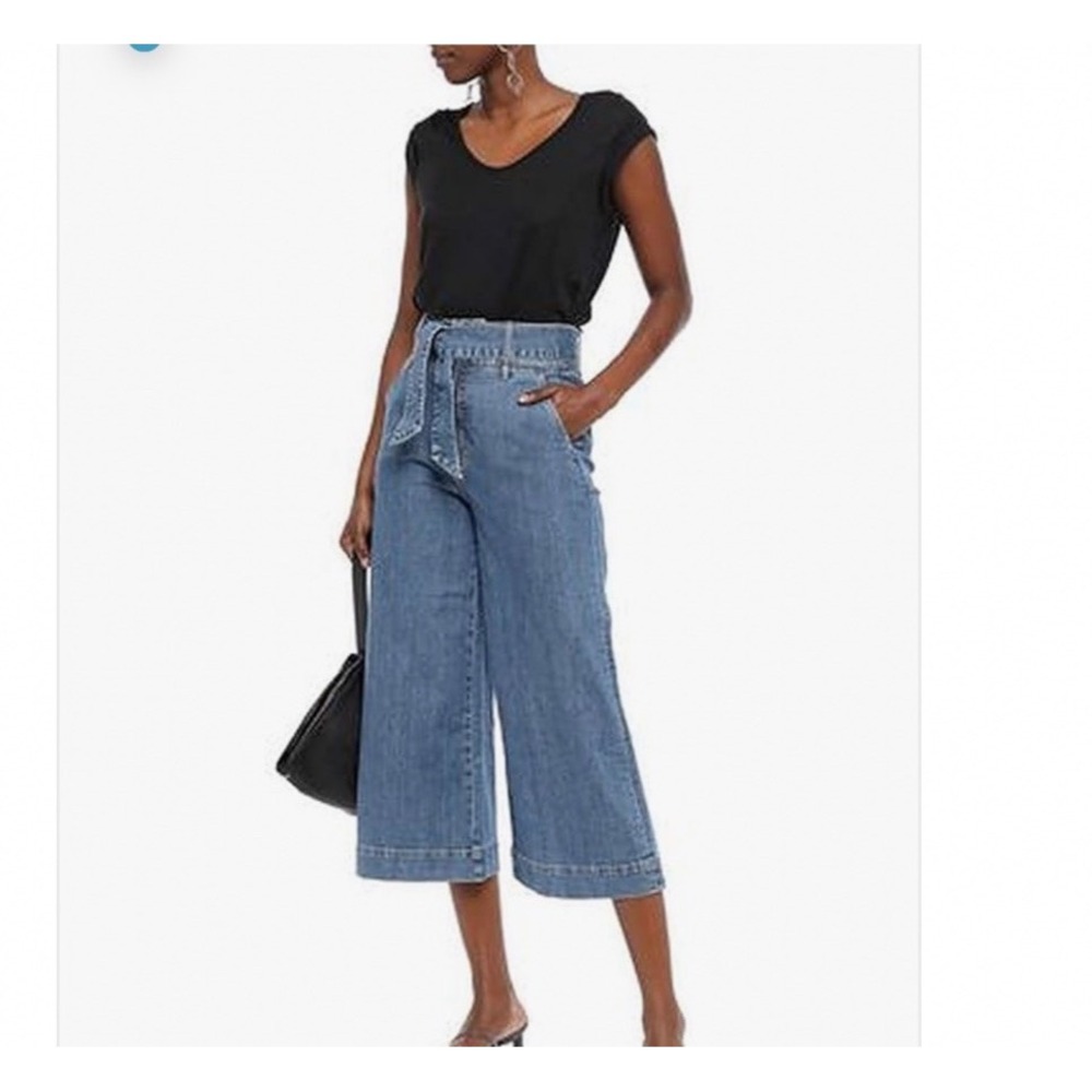 Joie Marylu High Rise Wide Leg‎ Denim Culottes Jeans Medium Wash Blue 4 NO BELT